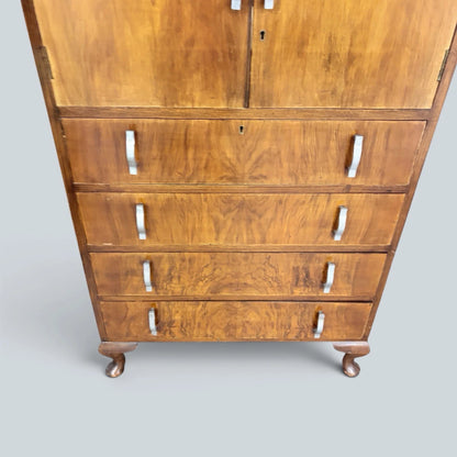 Art Deco Walnut Pantry Cabinet / Kitchen Larder Cupboard with Drawers – photo 6
