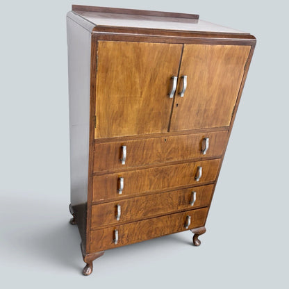 Art Deco Walnut Pantry Cabinet / Kitchen Larder Cupboard with Drawers – photo 7