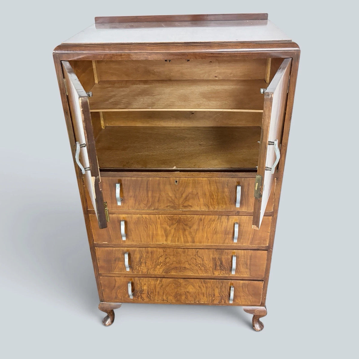 Art Deco Walnut Pantry Cabinet / Kitchen Larder Cupboard with Drawers – photo 8