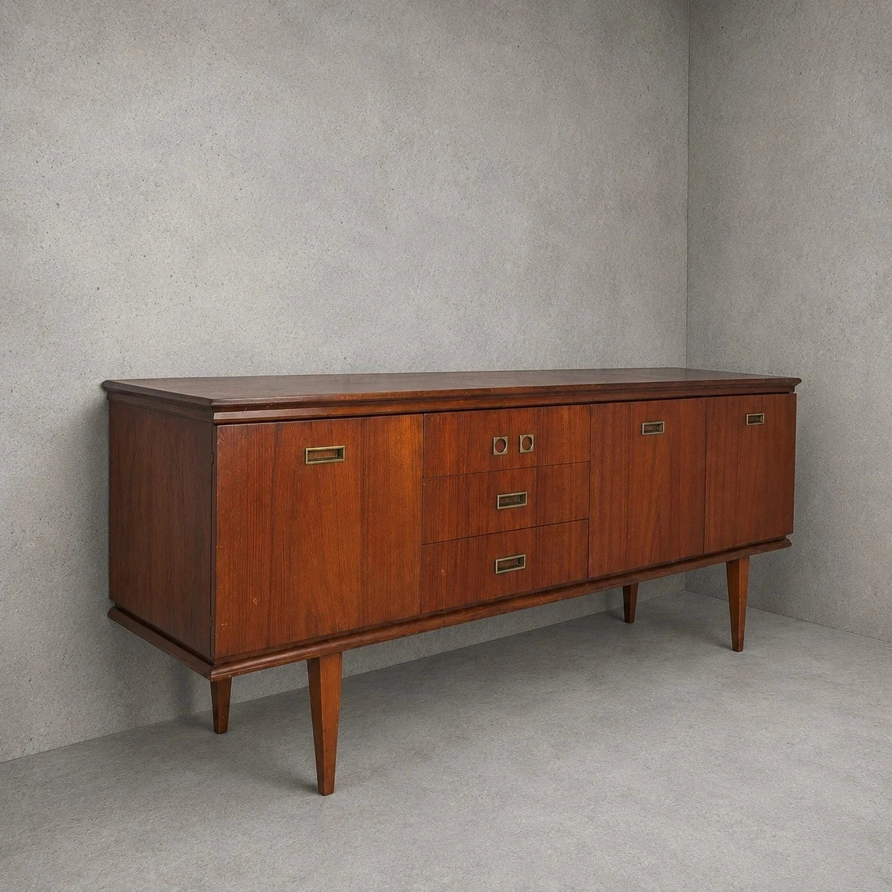 Mid Century Teak and Brass Sideboard Drinks Cabinet – image 1