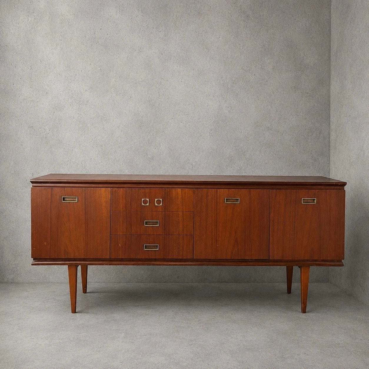 Mid Century Teak and Brass Sideboard Drinks Cabinet – image 2