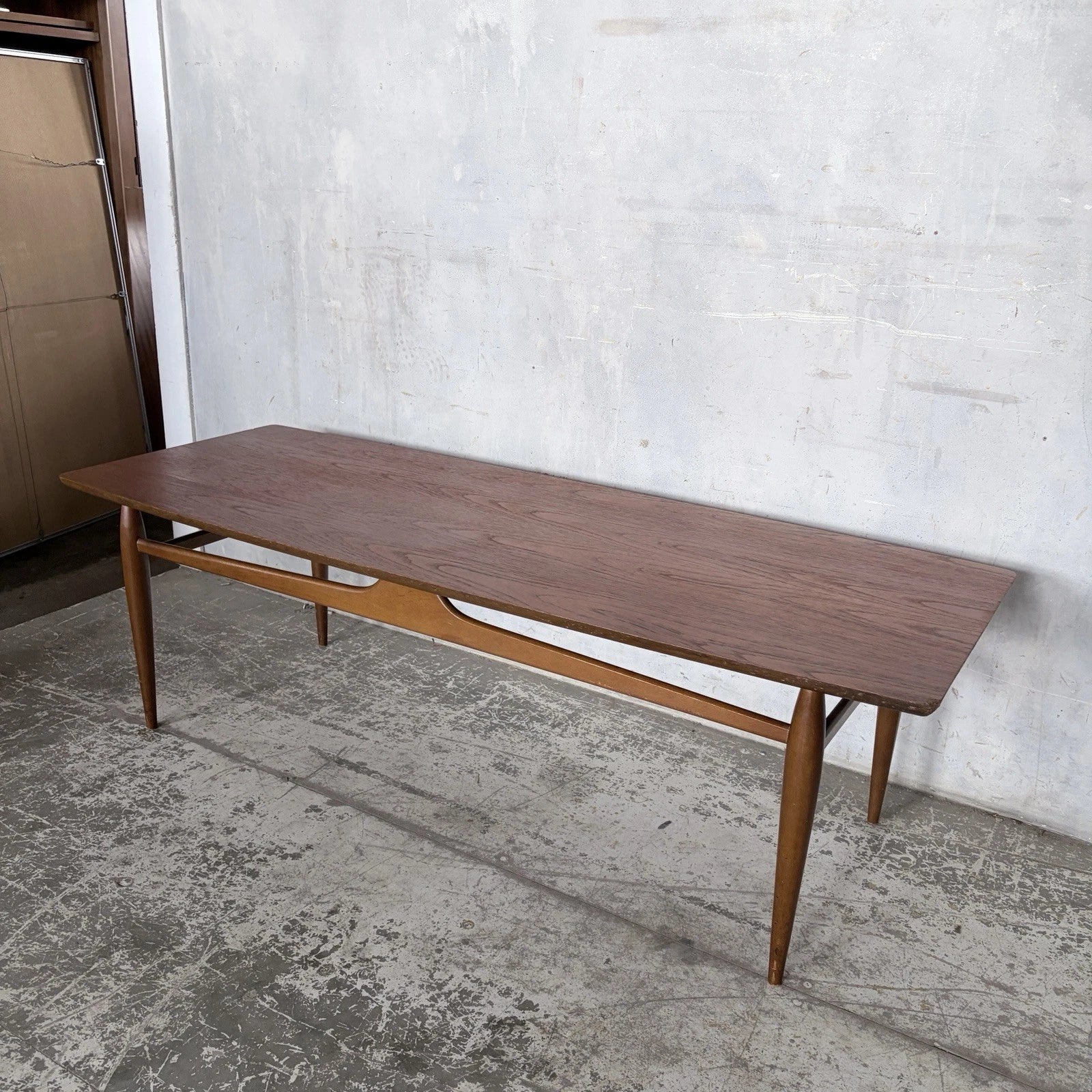 Mid Century Mersman Teak Coffee Table with Curved Stretcher – image 4