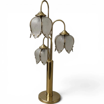 Vintage Hollywood Regency Brass Lotus Flower Table Lamp – view 2