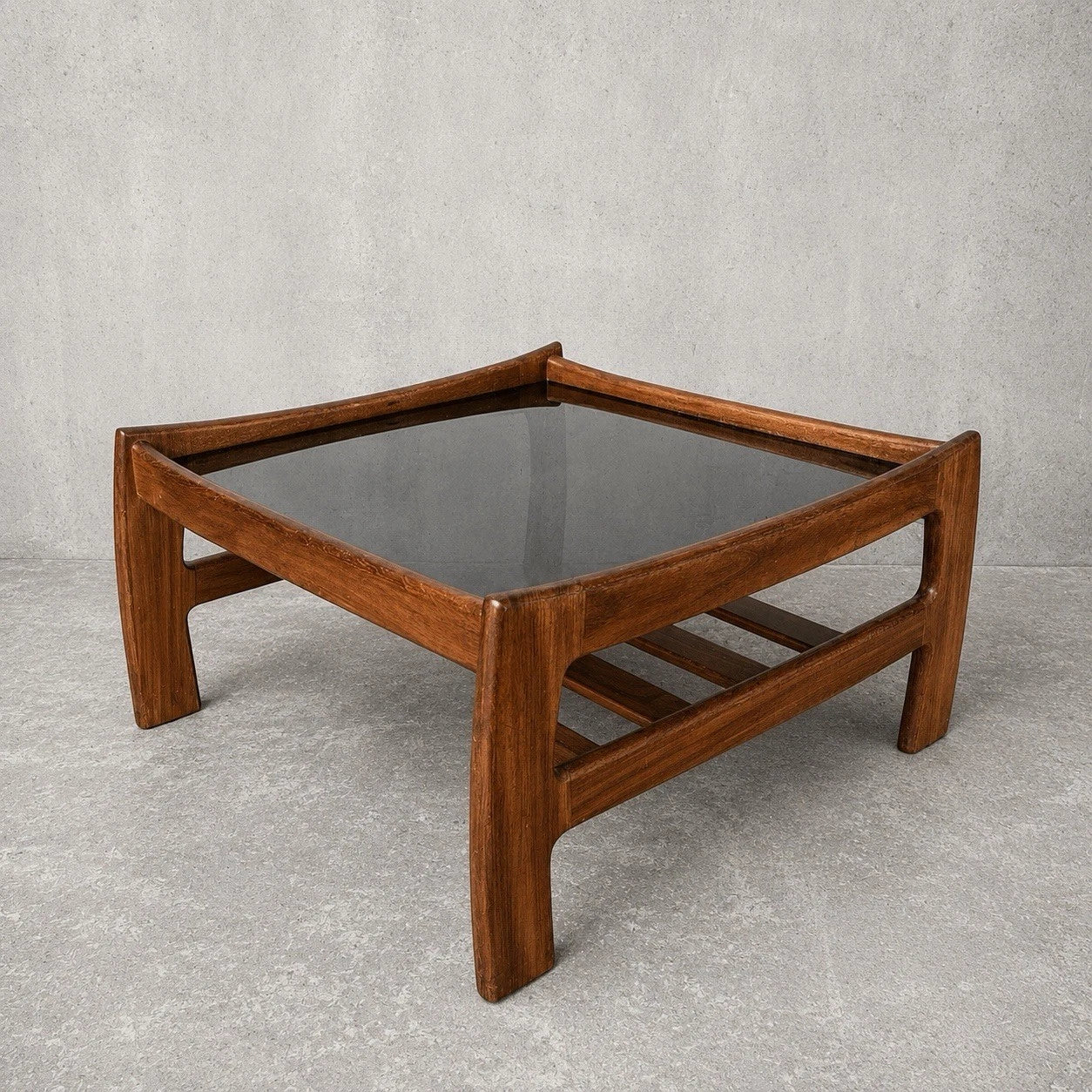 Mid Century G Plan Katrina Teak Coffee Table with Black Perspex Top – image 1