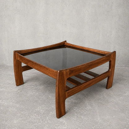 Mid Century G Plan Katrina Teak Coffee Table with Black Perspex Top – image 1