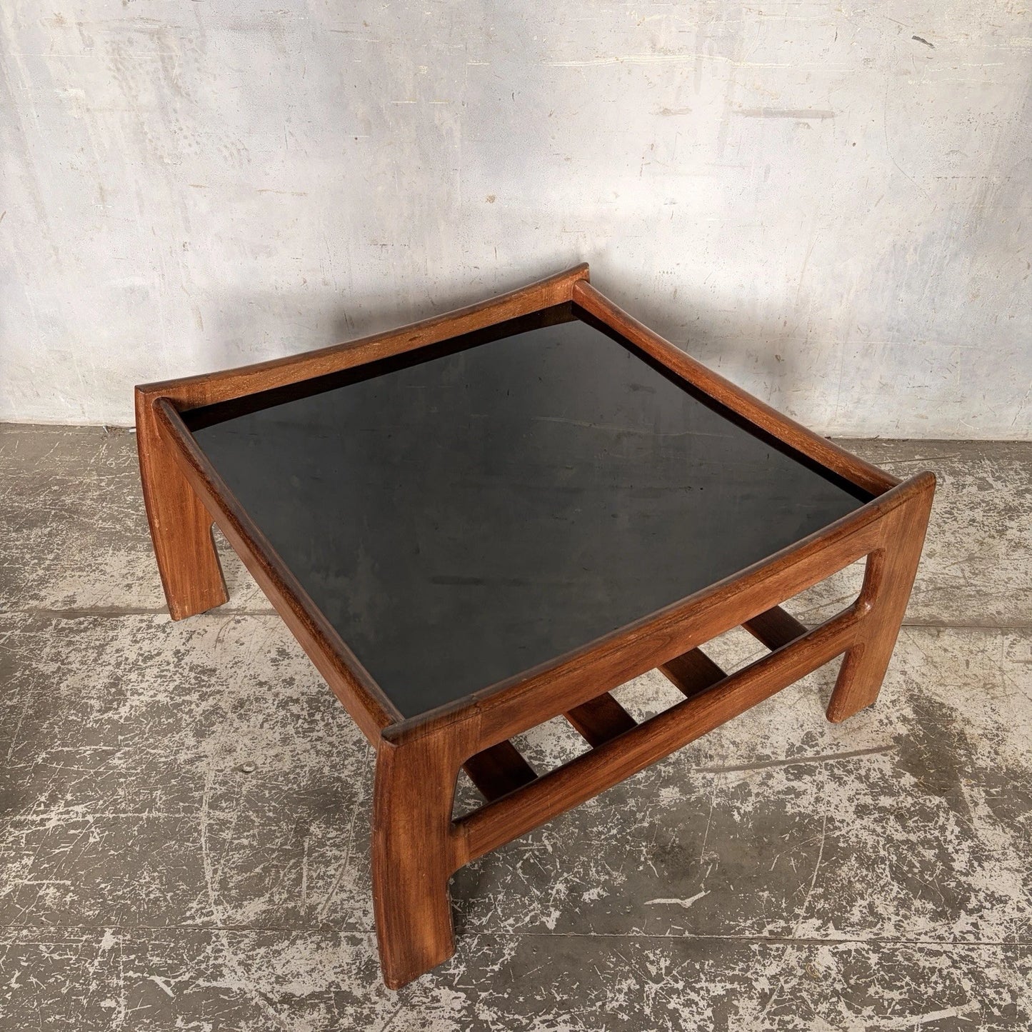 Mid Century G Plan Katrina Teak Coffee Table with Black Perspex Top – image 2