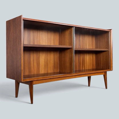 Mid Century Walnut & Teak Sliding Glass Display Cabinet - image 1