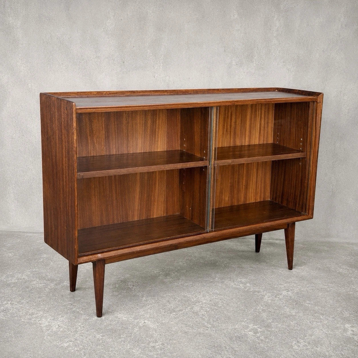 Mid Century Walnut & Teak Sliding Glass Display Cabinet - image 2