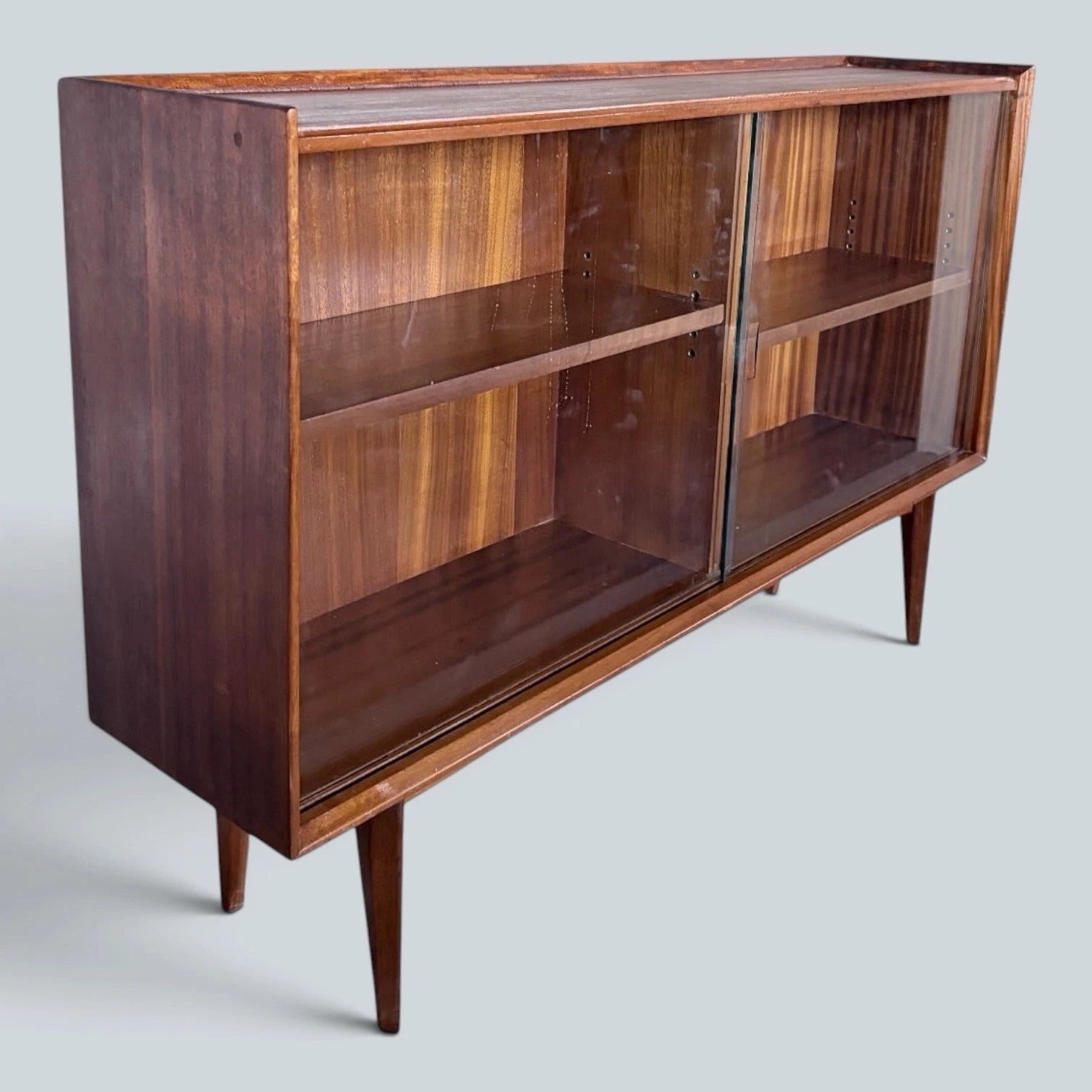 Mid Century Walnut & Teak Sliding Glass Display Cabinet - image 6
