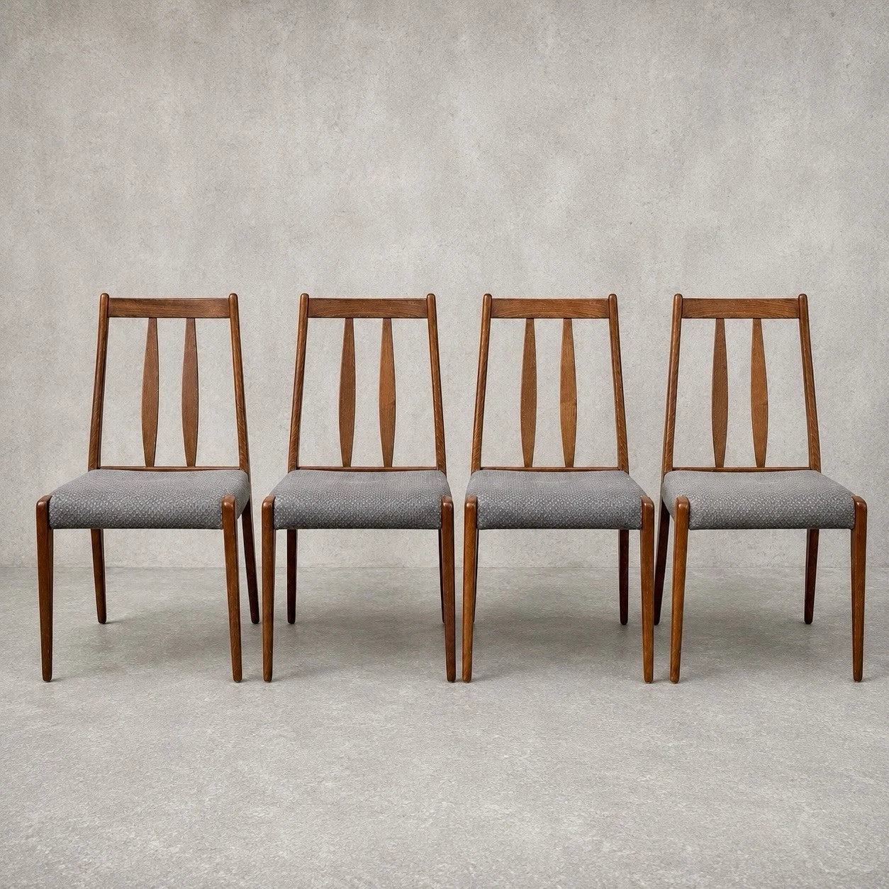 Set of four Dyrlund Danish mid century teak dining chairs – view 2