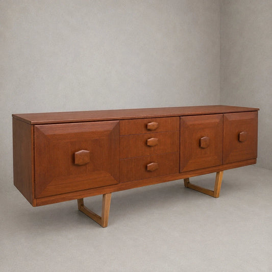 Mid Century Stonehill Teak Long Sideboard Drinks Cabinet – image 1