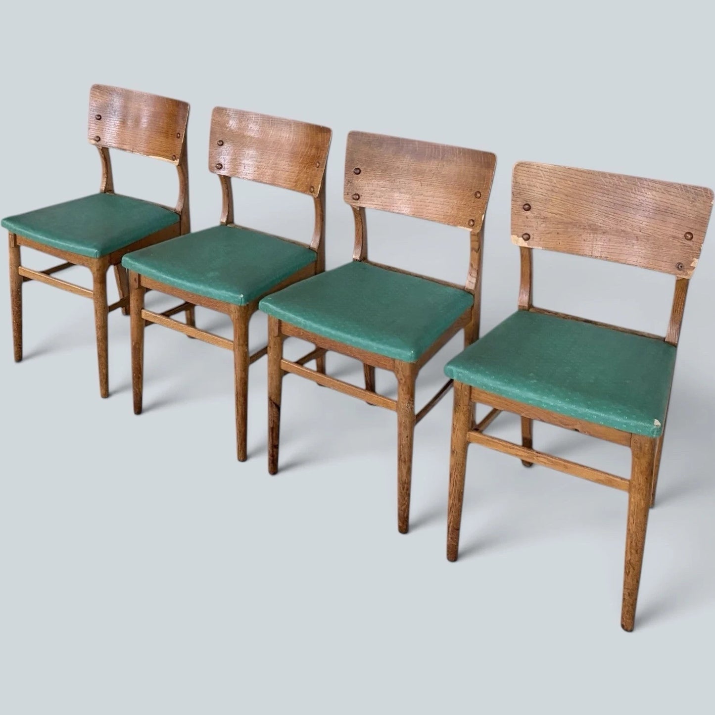 Mid Century Vintage Oak Dining Chairs – Set of Four Chairs – image 3