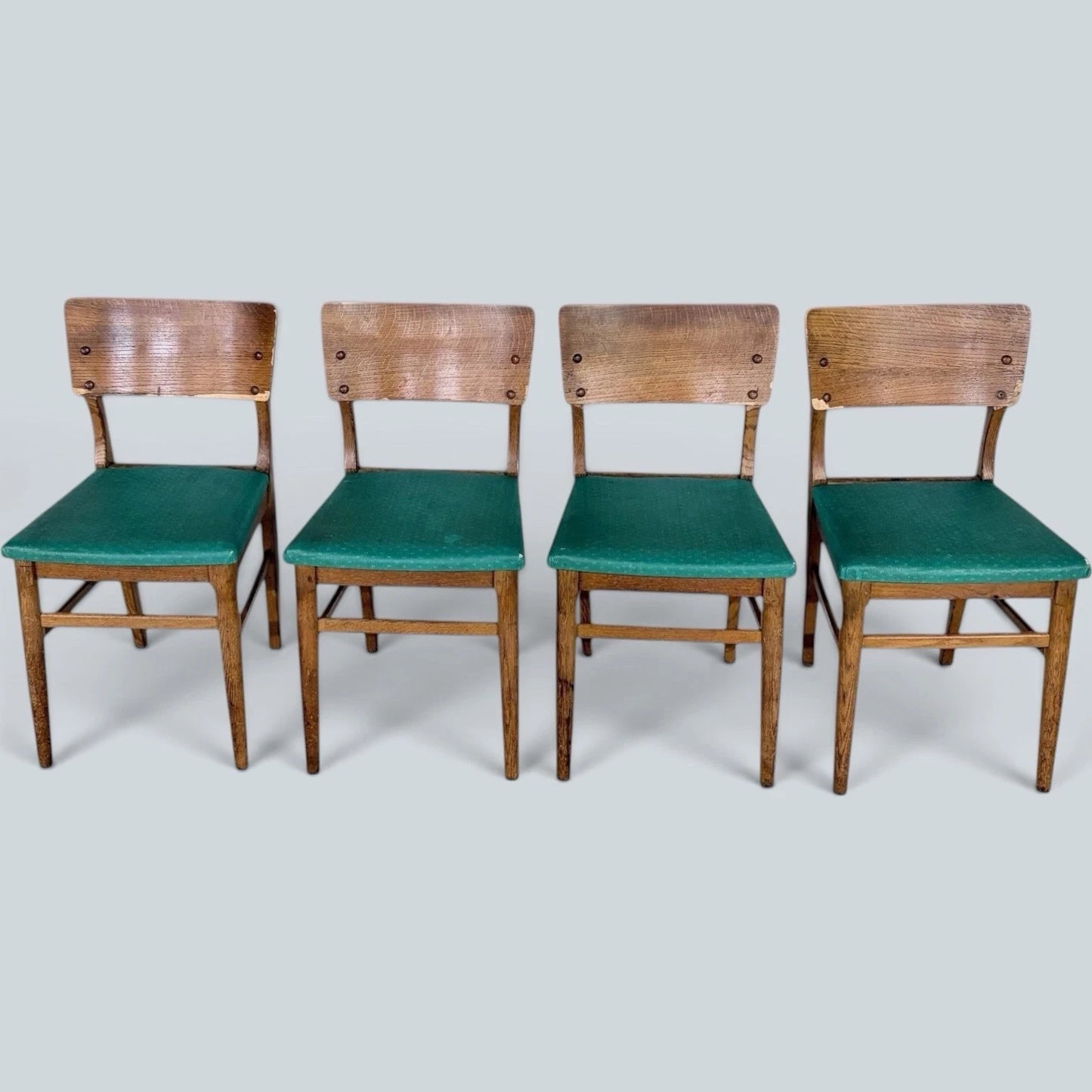 Mid Century Vintage Oak Dining Chairs – Set of Four Chairs – image 4