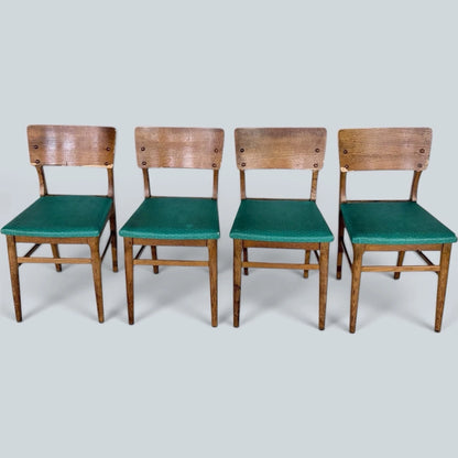 Mid Century Vintage Oak Dining Chairs – Set of Four Chairs – image 4