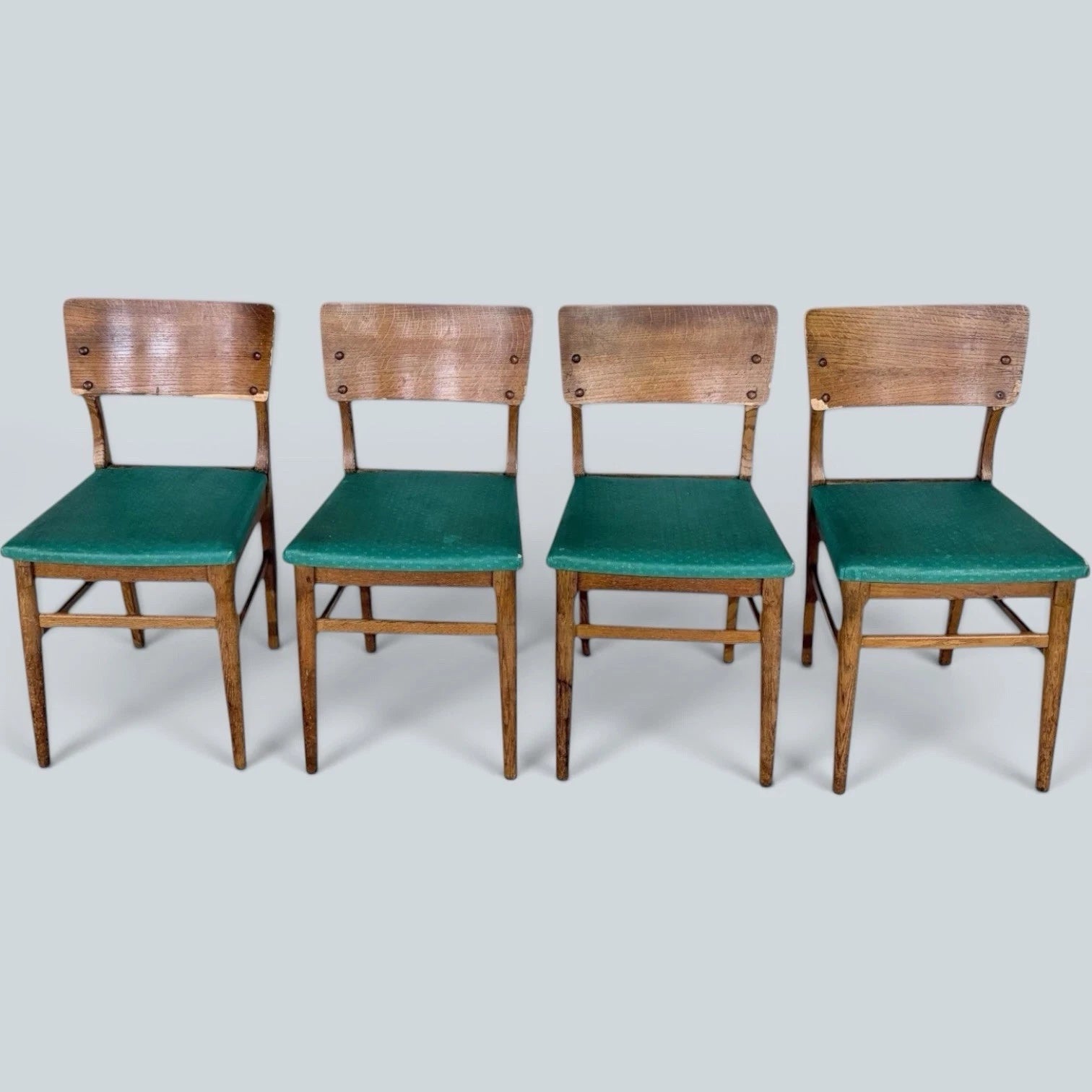 Mid Century Vintage Oak Dining Chairs – Set of Four Chairs – image 5