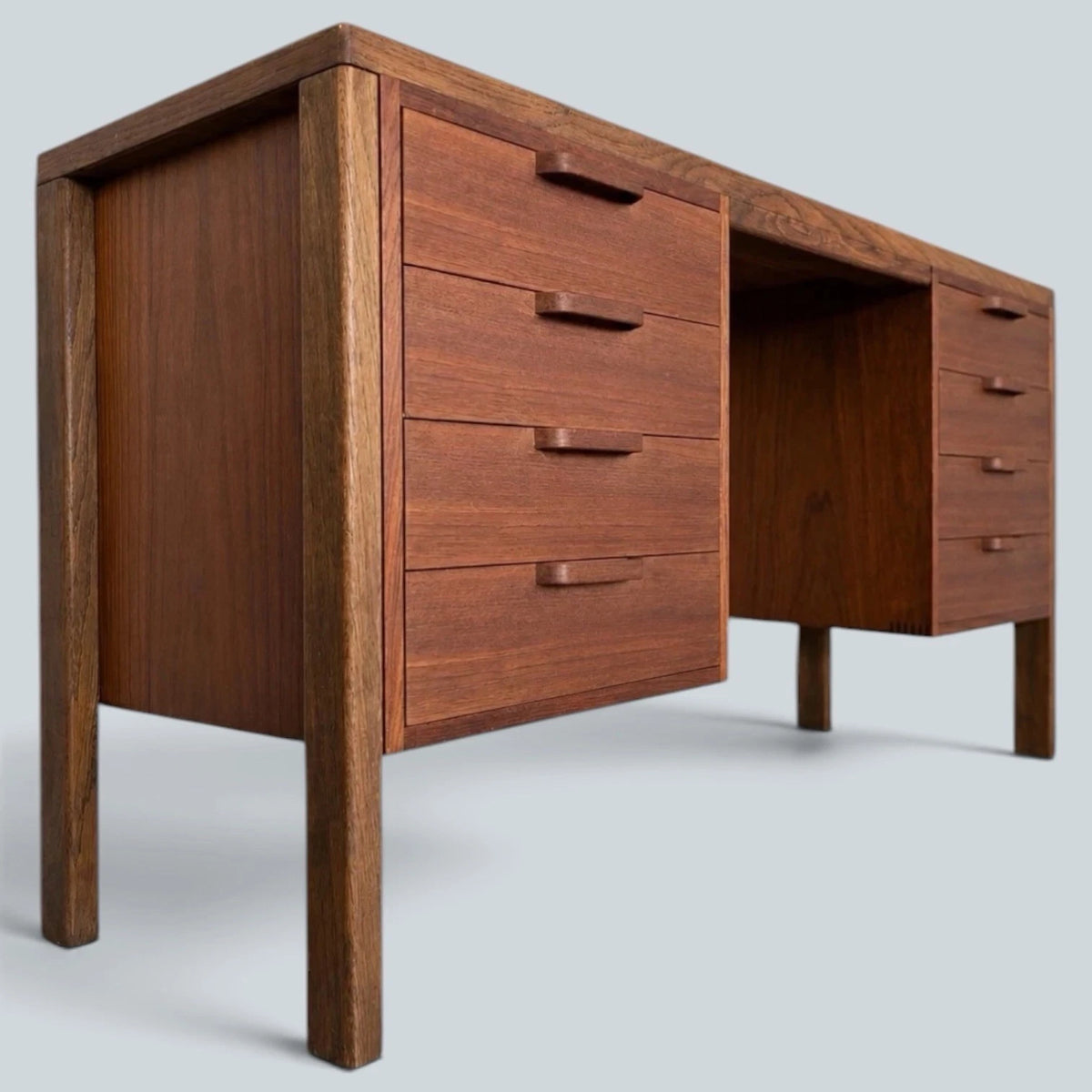 Alfred Cox Teak & Oak Twin Pedestal Executive Desk – photograph 8