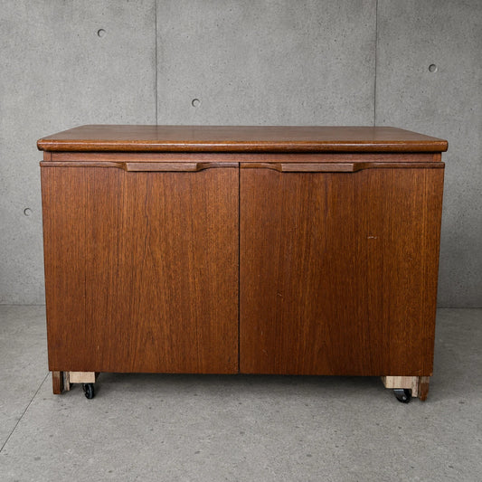 Mid Century Vintage Teak Record Cabinet / Media Console Compact Sideboard – image 1