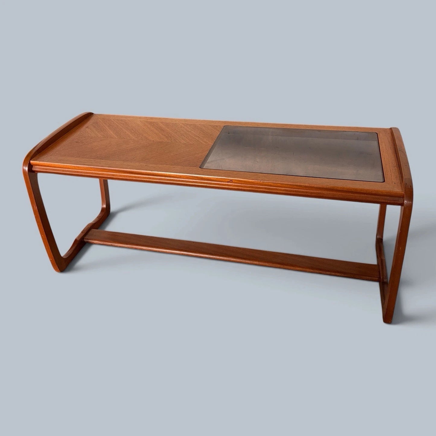 S Form Teak, Oak & Smoked Glass Coffee Table - image 1