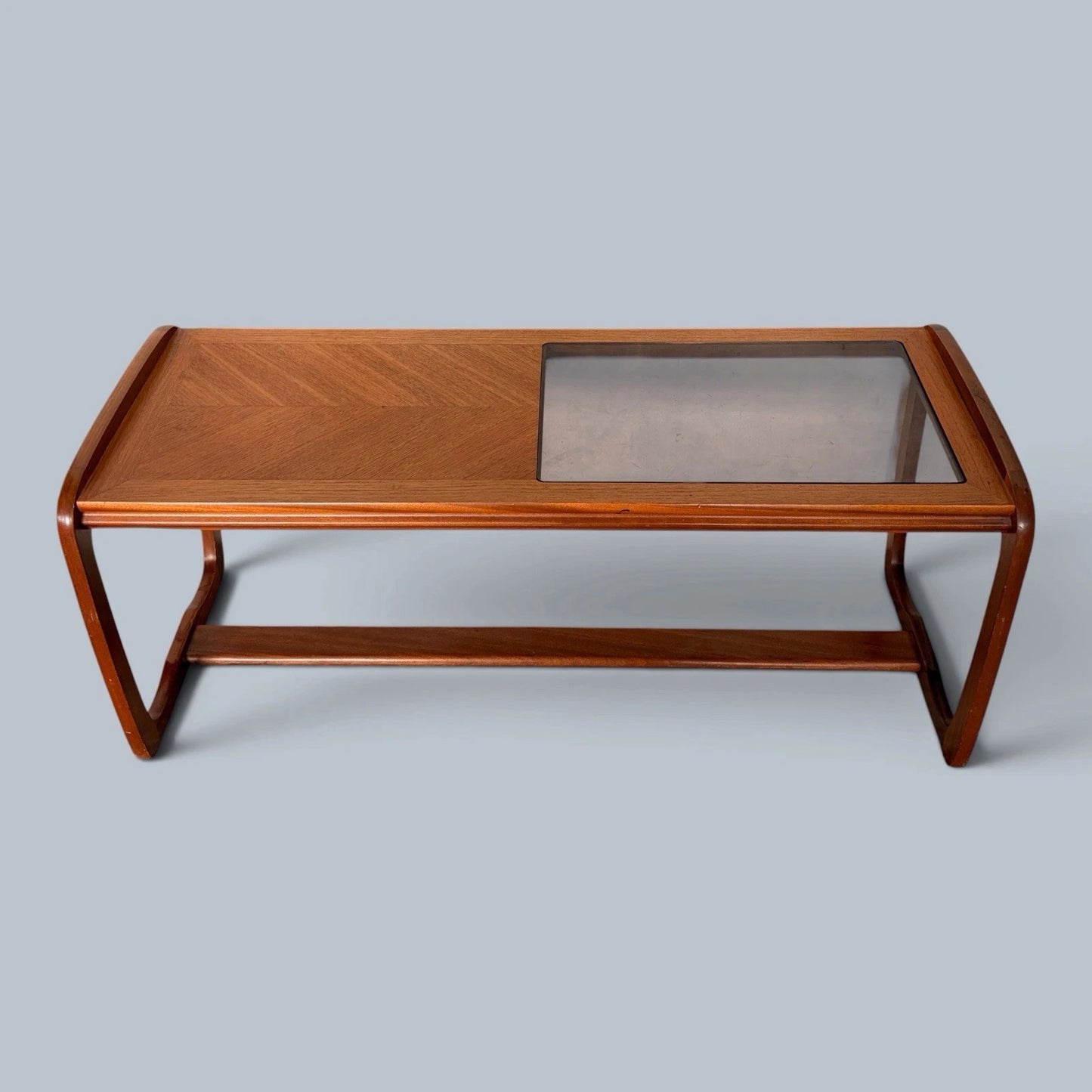 S Form Teak, Oak & Smoked Glass Coffee Table - image 2