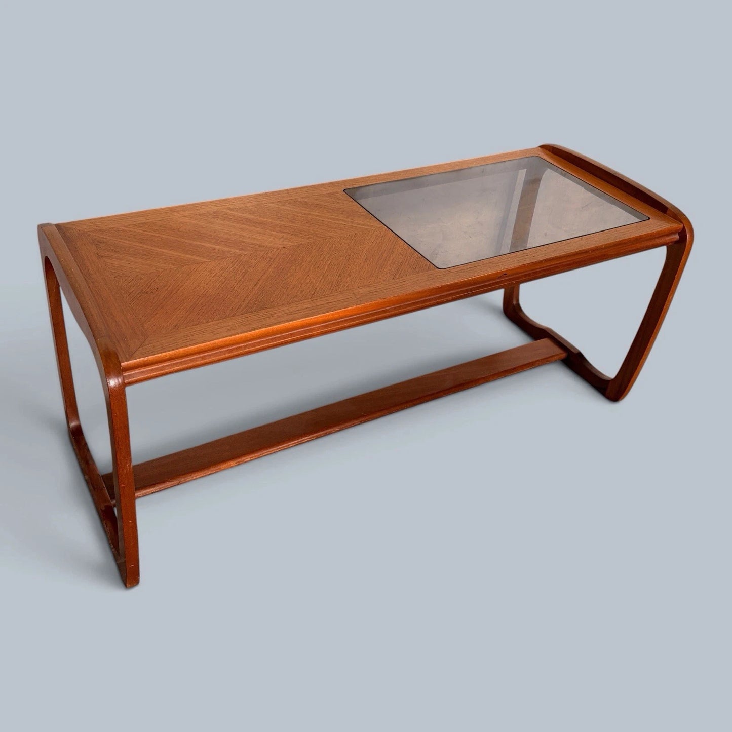 S Form Teak, Oak & Smoked Glass Coffee Table - image 4