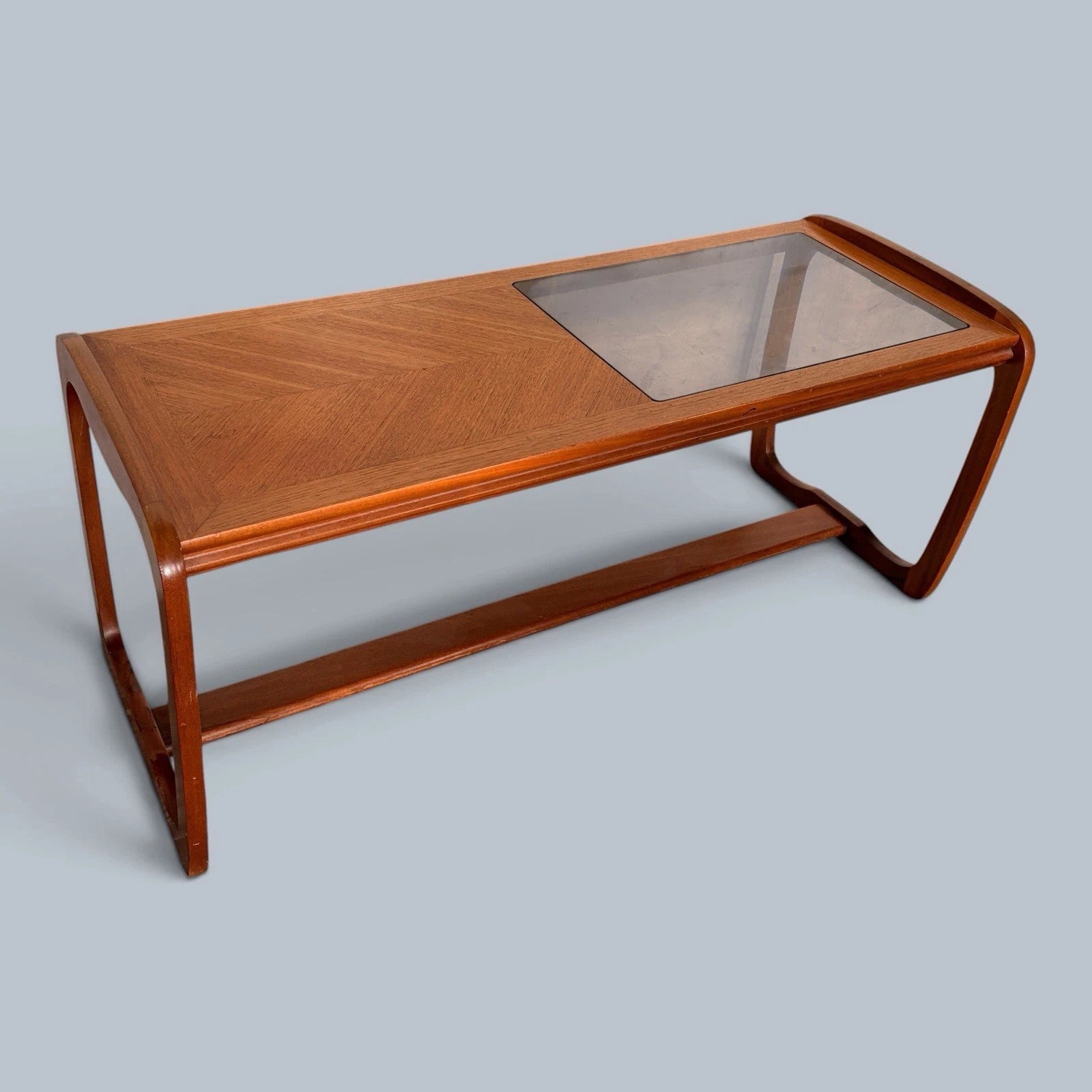 S Form Teak, Oak & Smoked Glass Coffee Table - image 4