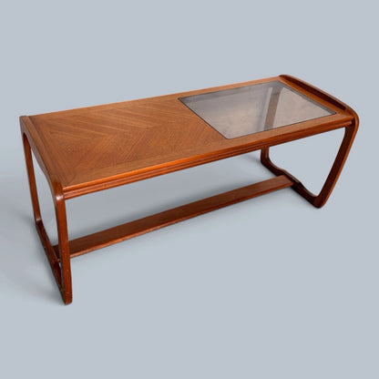 S Form Teak, Oak & Smoked Glass Coffee Table - image 4