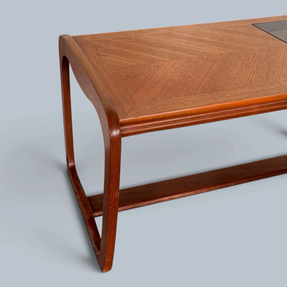 S Form Teak, Oak & Smoked Glass Coffee Table - image 5