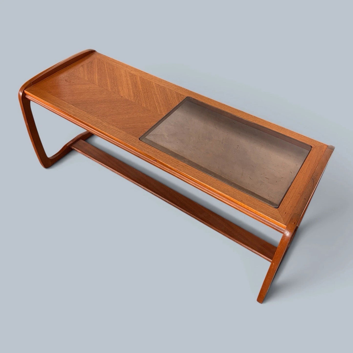 S Form Teak, Oak & Smoked Glass Coffee Table - image 6