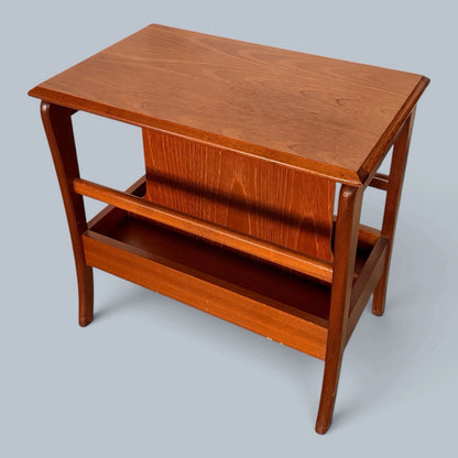 Mid Century Teak & Oak Magazine Rack Side Table – view 1