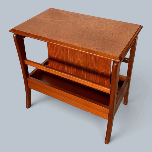 Mid Century Teak & Oak Magazine Rack Side Table – view 1
