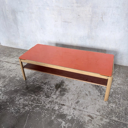 Mid Century Myers Light Teak Coffee Table with Orange Perspex Top – image 2
