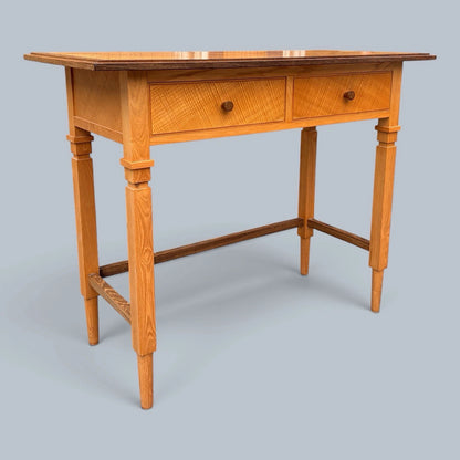 Arts & Crafts Oak & Satinwood Two-Drawer Console Table – photograph 2