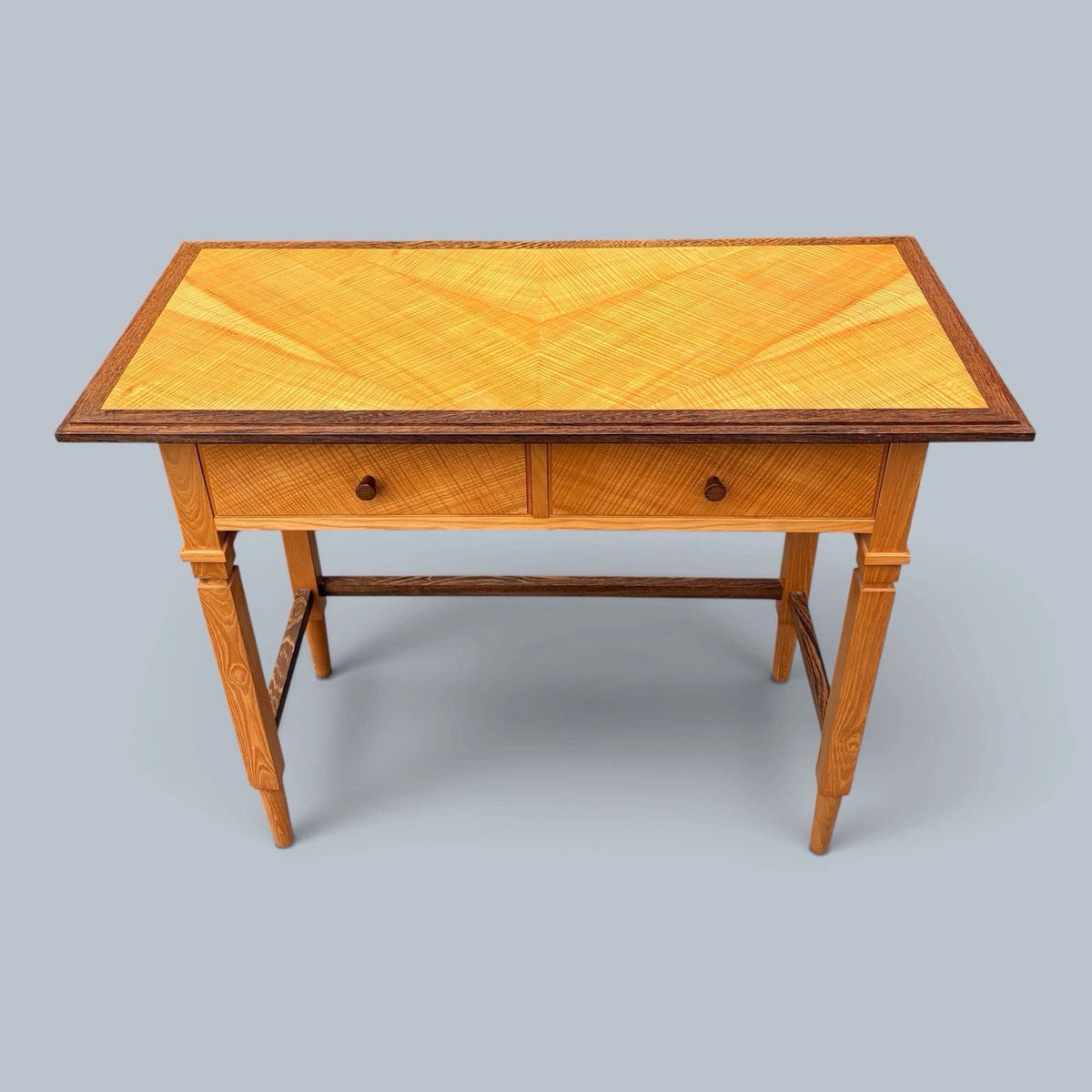 Arts & Crafts Oak & Satinwood Two-Drawer Console Table – photograph 3