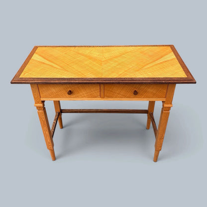 Arts & Crafts Oak & Satinwood Two-Drawer Console Table – photograph 3