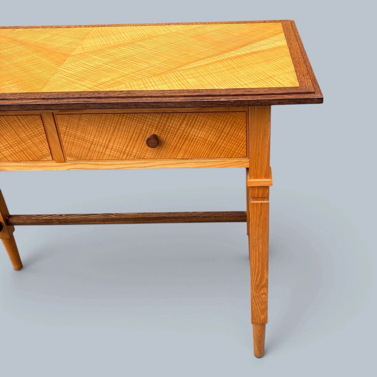 Arts & Crafts Oak & Satinwood Two-Drawer Console Table – photograph 4