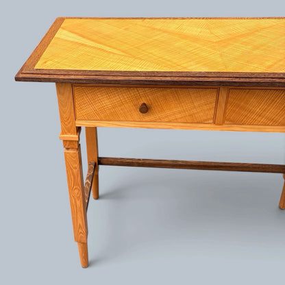 Arts & Crafts Oak & Satinwood Two-Drawer Console Table – photograph 5