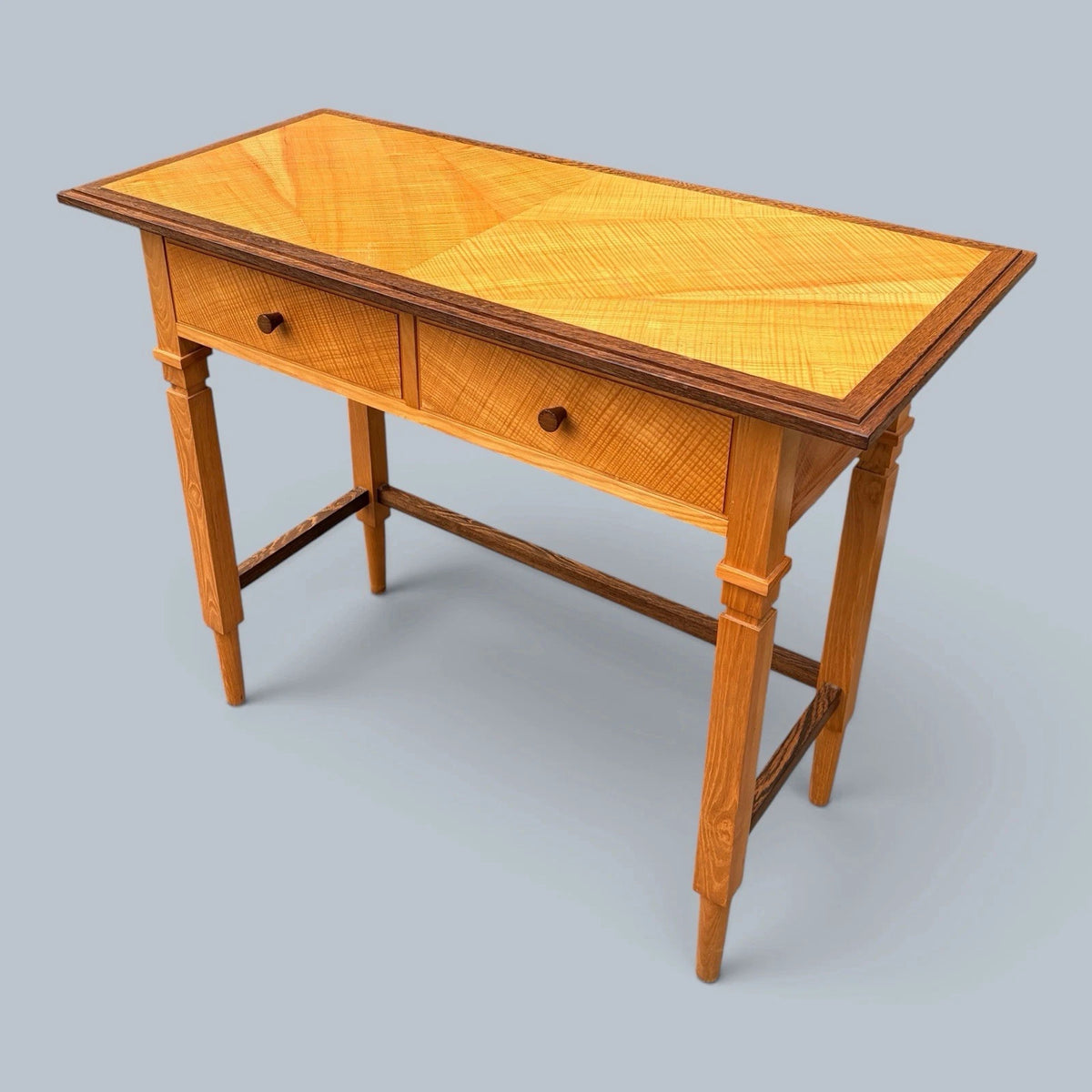 Arts & Crafts Oak & Satinwood Two-Drawer Console Table – photograph 6