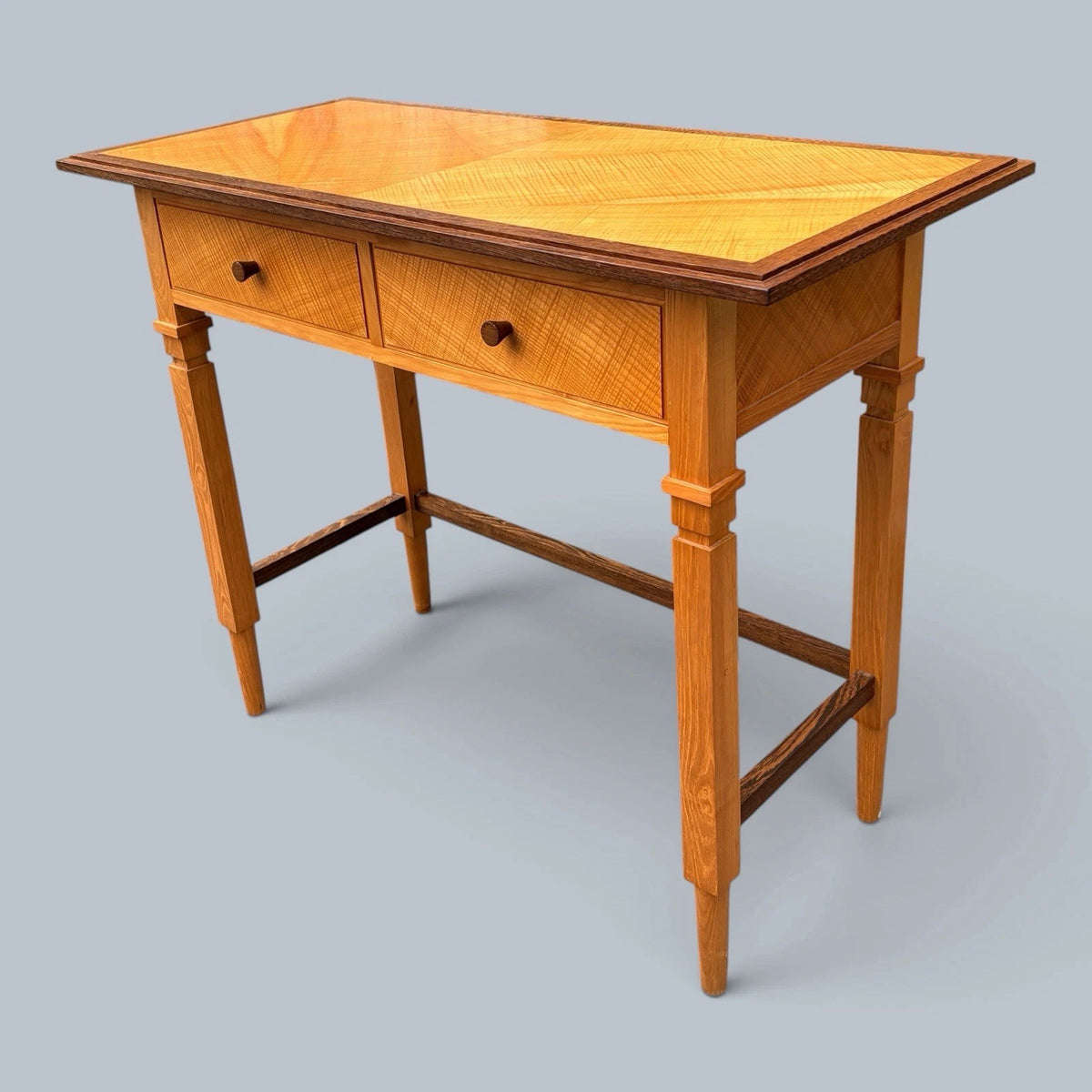 Arts & Crafts Oak & Satinwood Two-Drawer Console Table – photograph 7