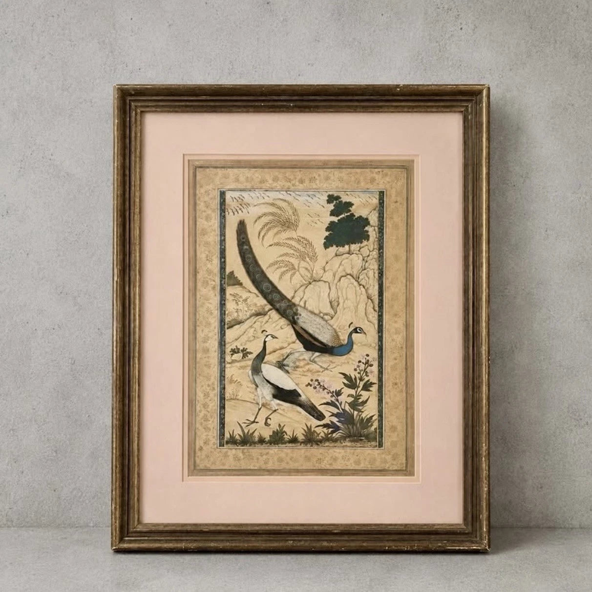 Ustad Mansur Mughal Peacock Framed Art Print – V&A Collection – view 1