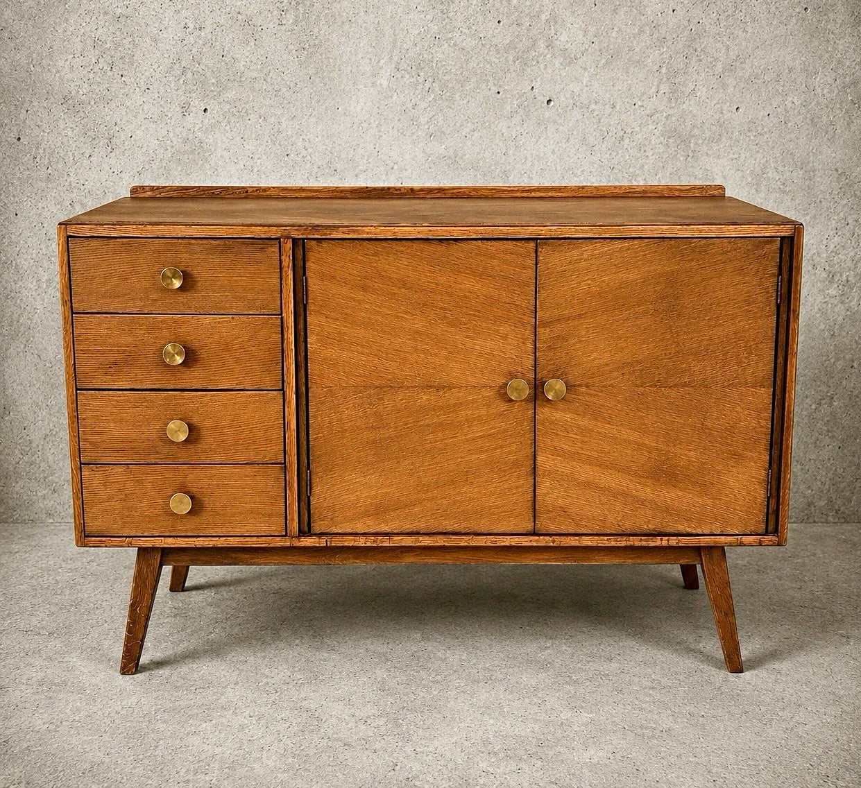 Art Deco tiger oak sideboard – front view