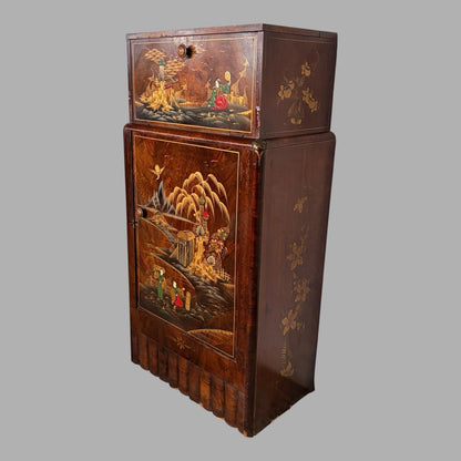Art Deco chinoiserie walnut cocktail cabinet – view 5