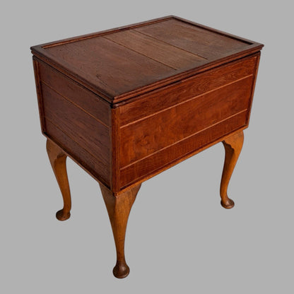 Vintage mid-century teak sewing box on cabriole legs – view 5