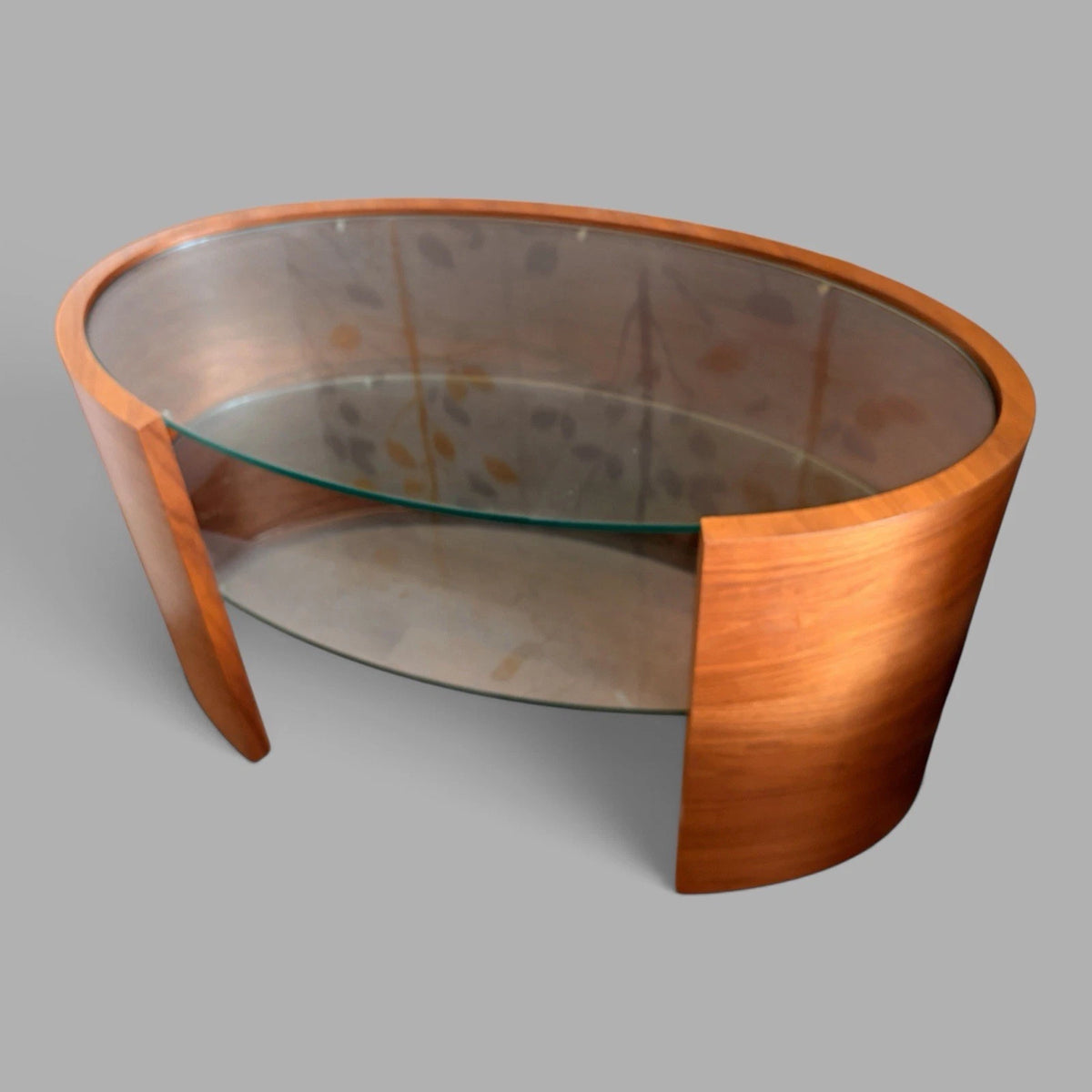 Mid Century Bentwood & Glass Bedside Tables – Pair – photograph 2