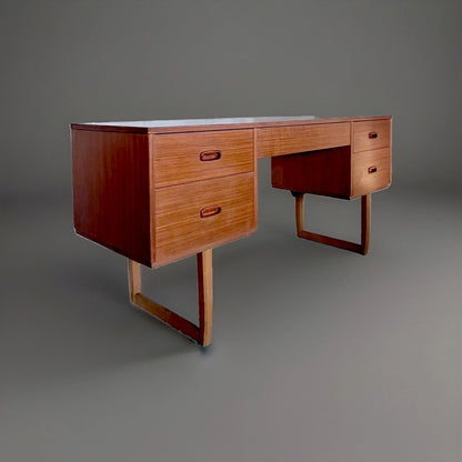 Mid-Century Vintage Teak Sideboard Desk with Sleigh Legs – photo 1