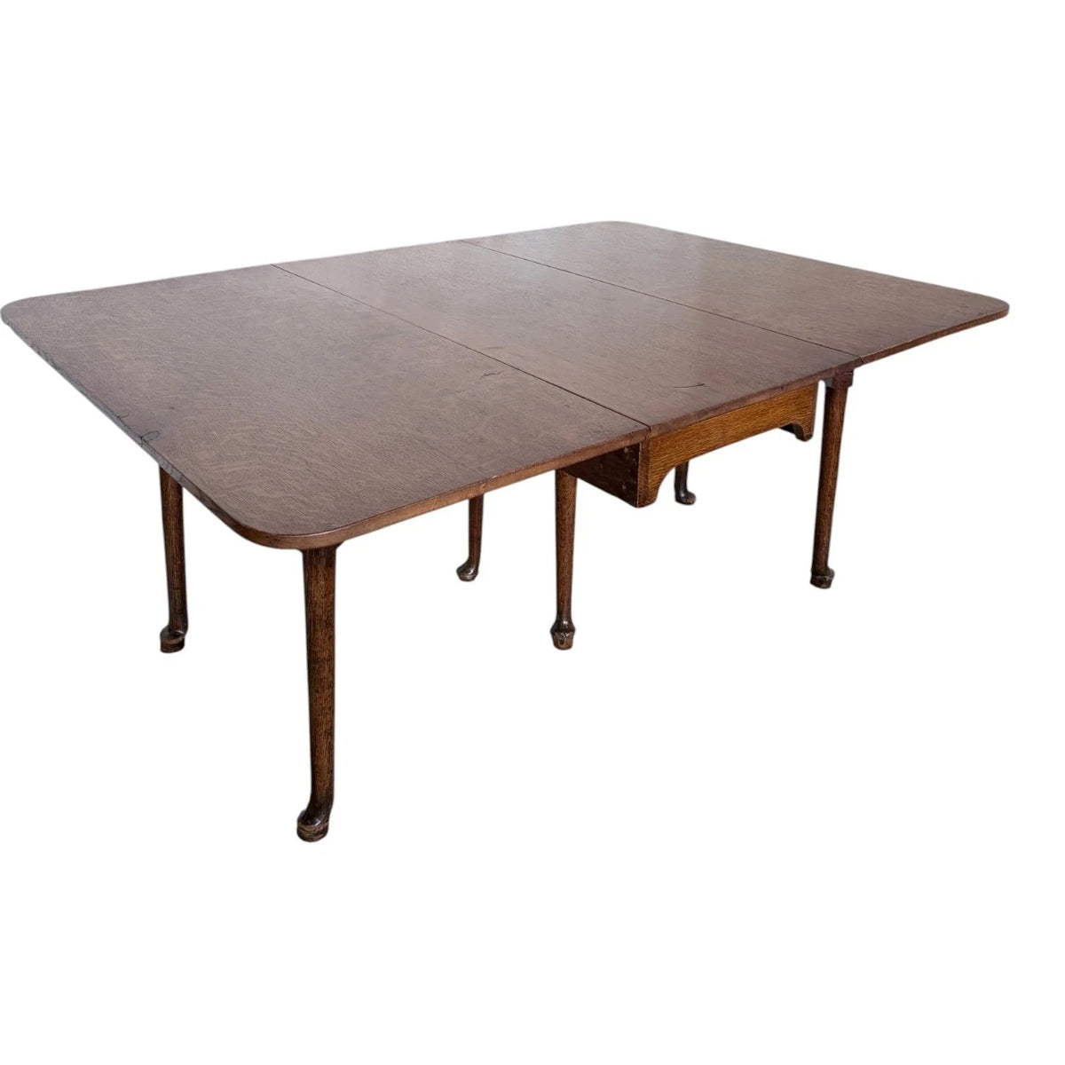 Large Edwardian Oak Drop-Leaf Gateleg Dining Table – photograph 8