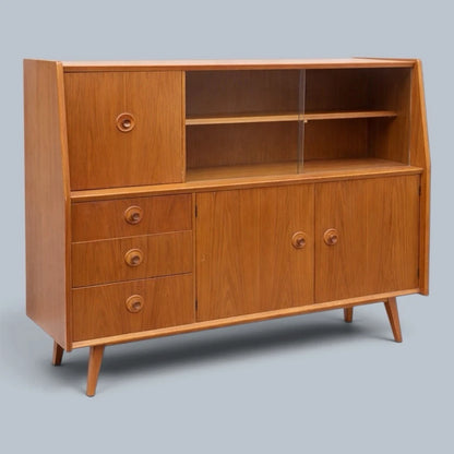 Priory Furniture Oak & Walnut Display Cabinet – photograph 1
