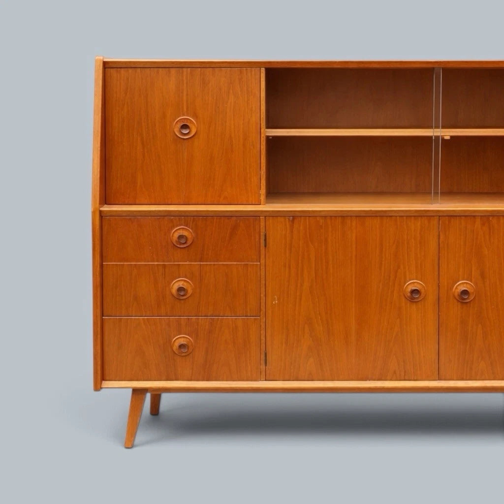 Priory Furniture Oak & Walnut Display Cabinet – photograph 2