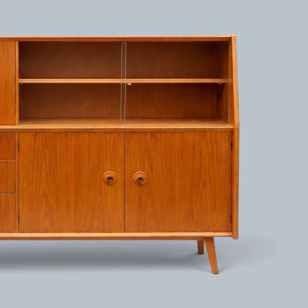 Priory Furniture Oak & Walnut Display Cabinet – photograph 3