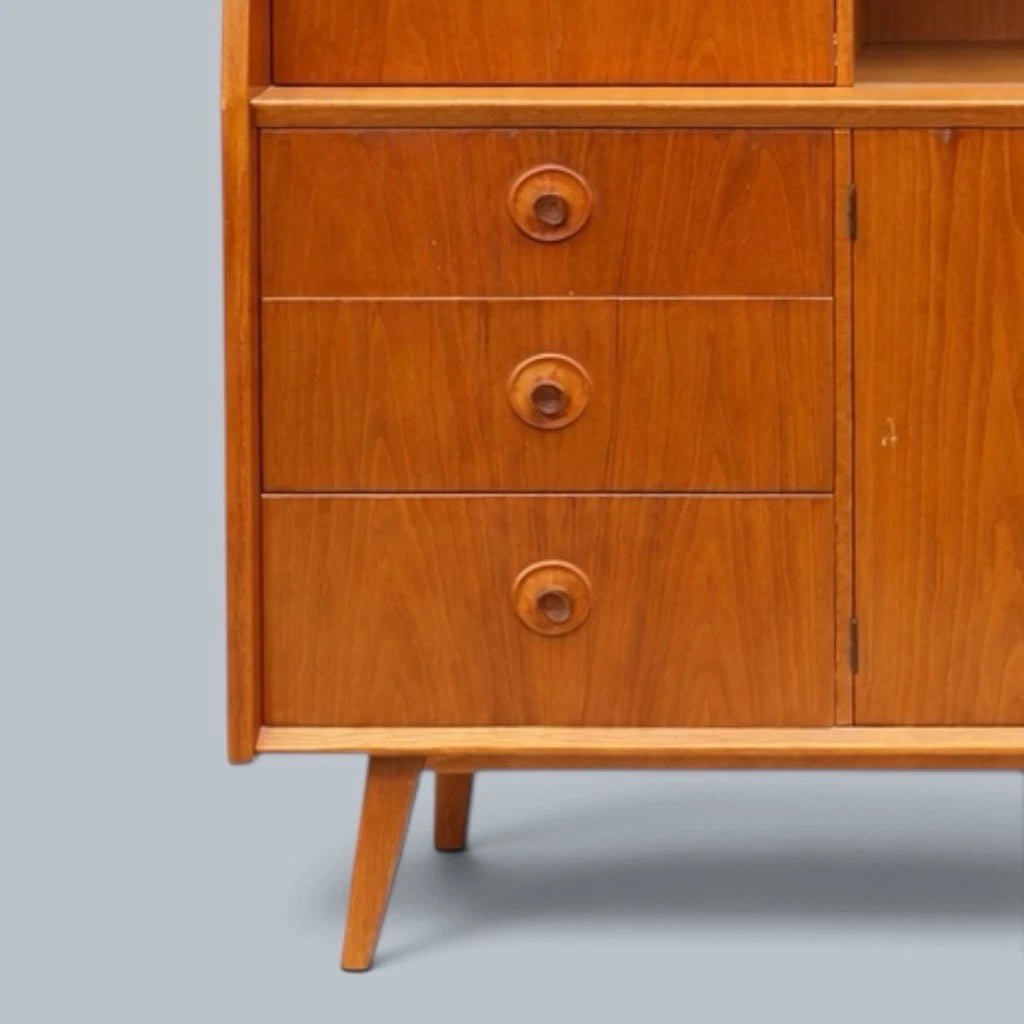 Priory Furniture Oak & Walnut Display Cabinet – photograph 5