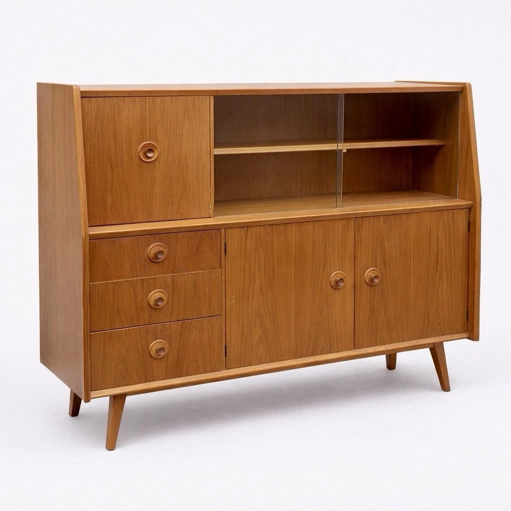 Priory Furniture Oak & Walnut Display Cabinet – photograph 7